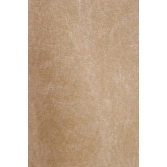 Beige Mineral Wash French Terry Flared Bell Bottom Pull On Pants w/ Pockets - Picture 4 of 5